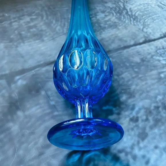 Fenton Sapphire Blue Ombré MCM Thumbprint Swung Vase - Picture 3 of 9